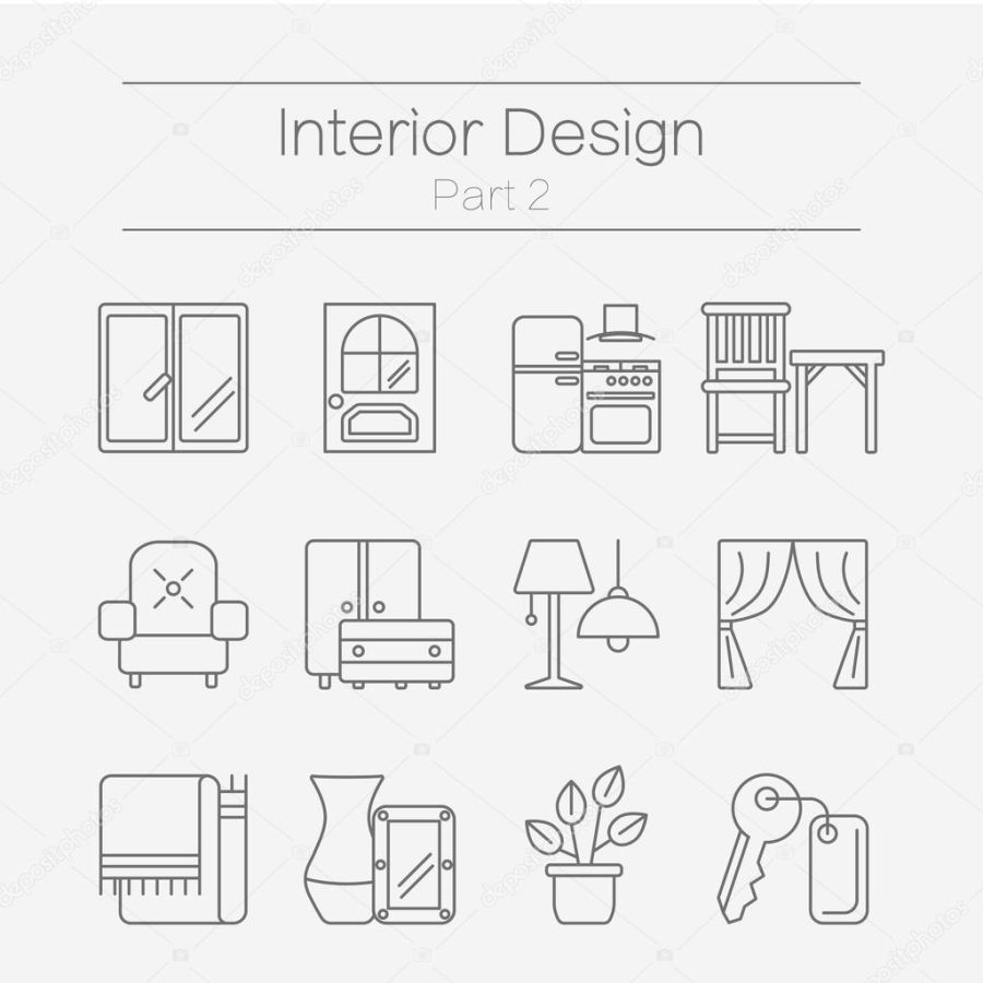 Interor desig icons isolated