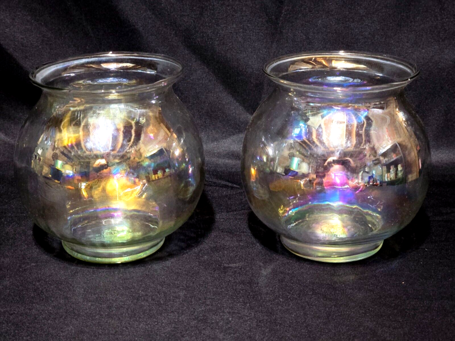 Iridescent Glass Vase Fish Bowl Ivy Bowl Globe Planter - Unbranded - Pair Of 2