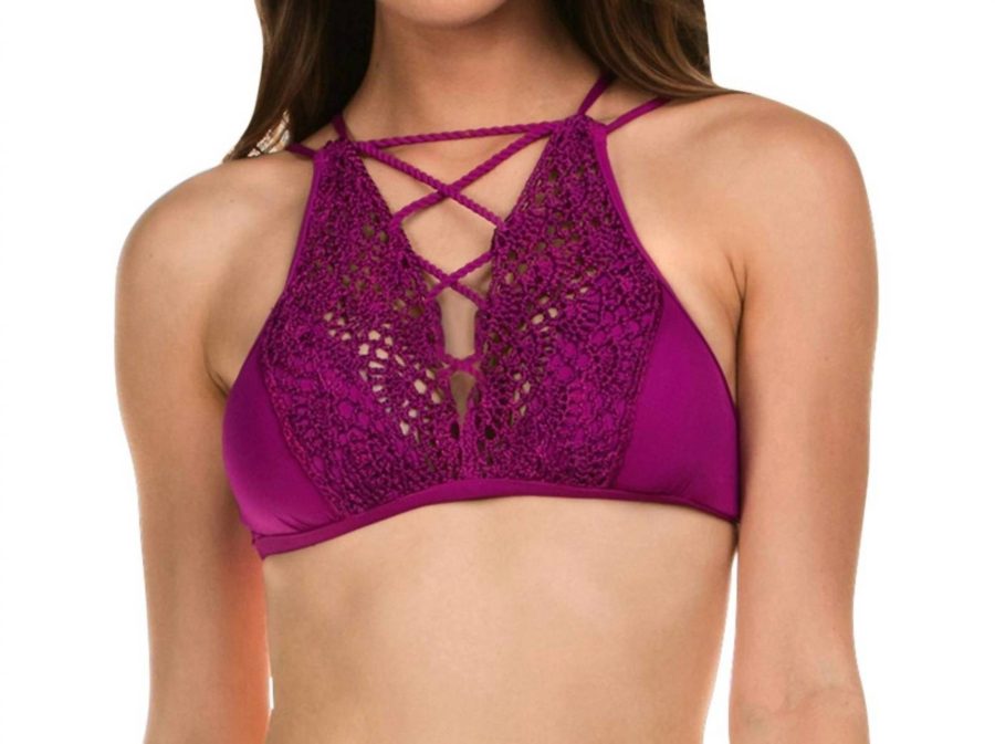 Isabella Rose lolita high neck crochet bikini top in ISA PURPLE