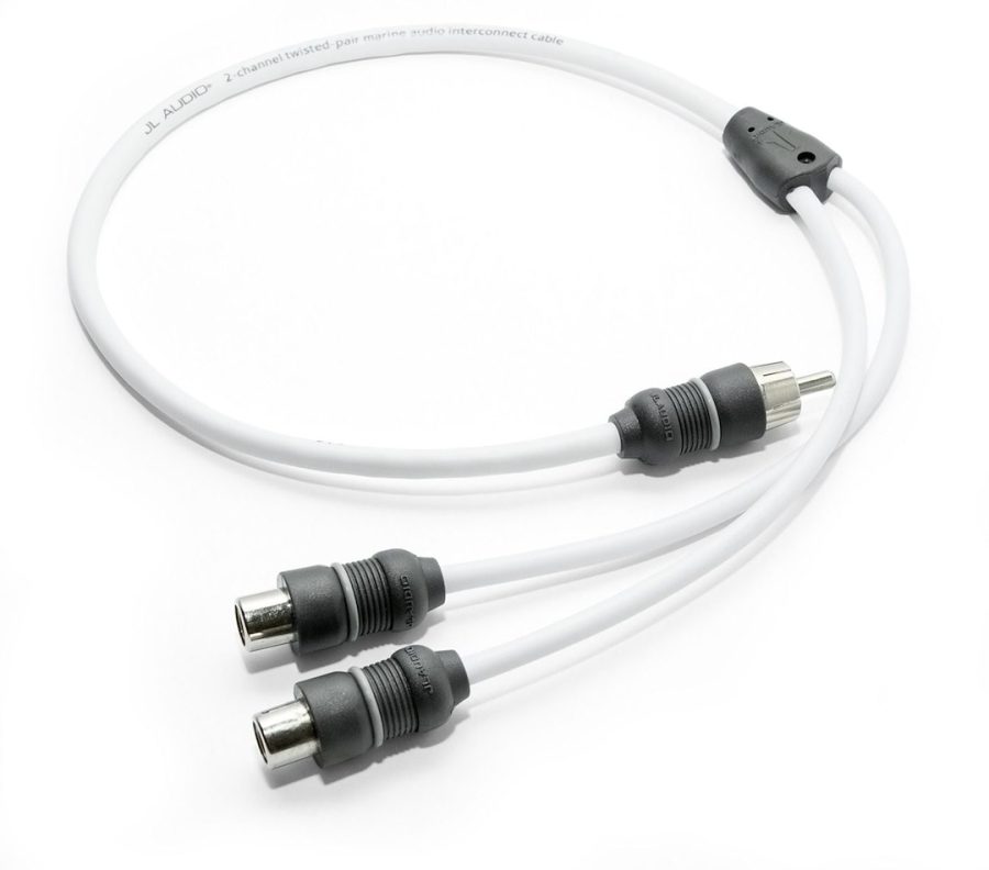 JL AUDIO 010-13553-00 XMD-WHTAICY-1M2F, 2-Channel Y-Adaptor 1 Male RCA Plug To 2 Female Jacks; White Cable With Black Connector