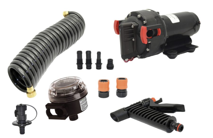 JOHNSON PUMP 64534-24 AQUA JET WD 5.2 GPM 24V FULL PUMP K, Santoprene Diaphragm; 5.2 Gallon Per Minute; 1/2 Inch NPT/ 3/4 Inch Hose/ 3/4 Inch GHT/ Hose 3/4 Inch GHT Bulkhead Fitting - Inlet 3/4 Inch Hose/ Outlet 3/4 Inch GHT Connection; 24 Volt; 70 PSI