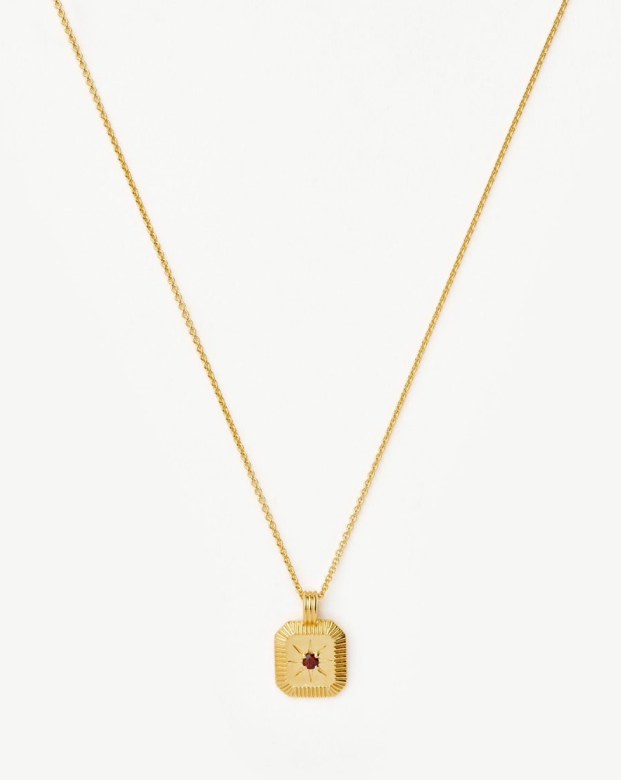 January Birthstone Pendant Necklace | 18k Gold Vermeil/Garnet