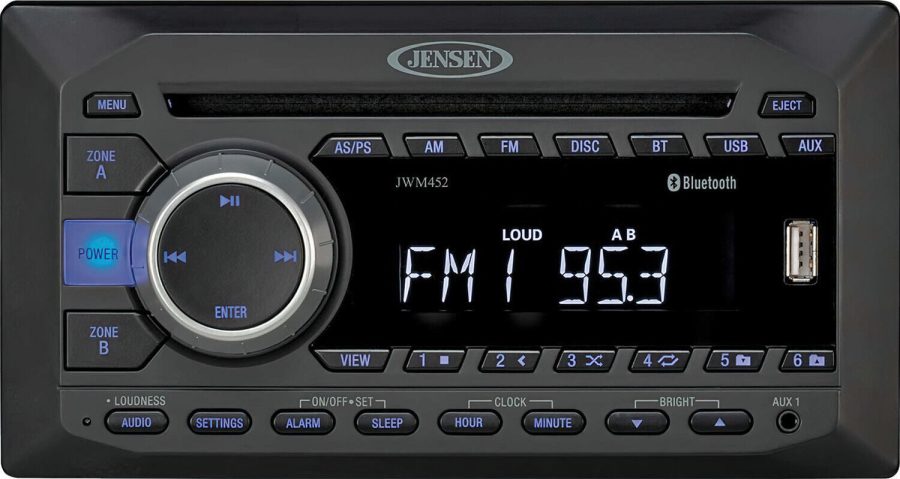 Jensen JWM452 AM/FM|DVD|HDMI|AUX|USB App Ready Bluetooth Wallmount RV Stereo