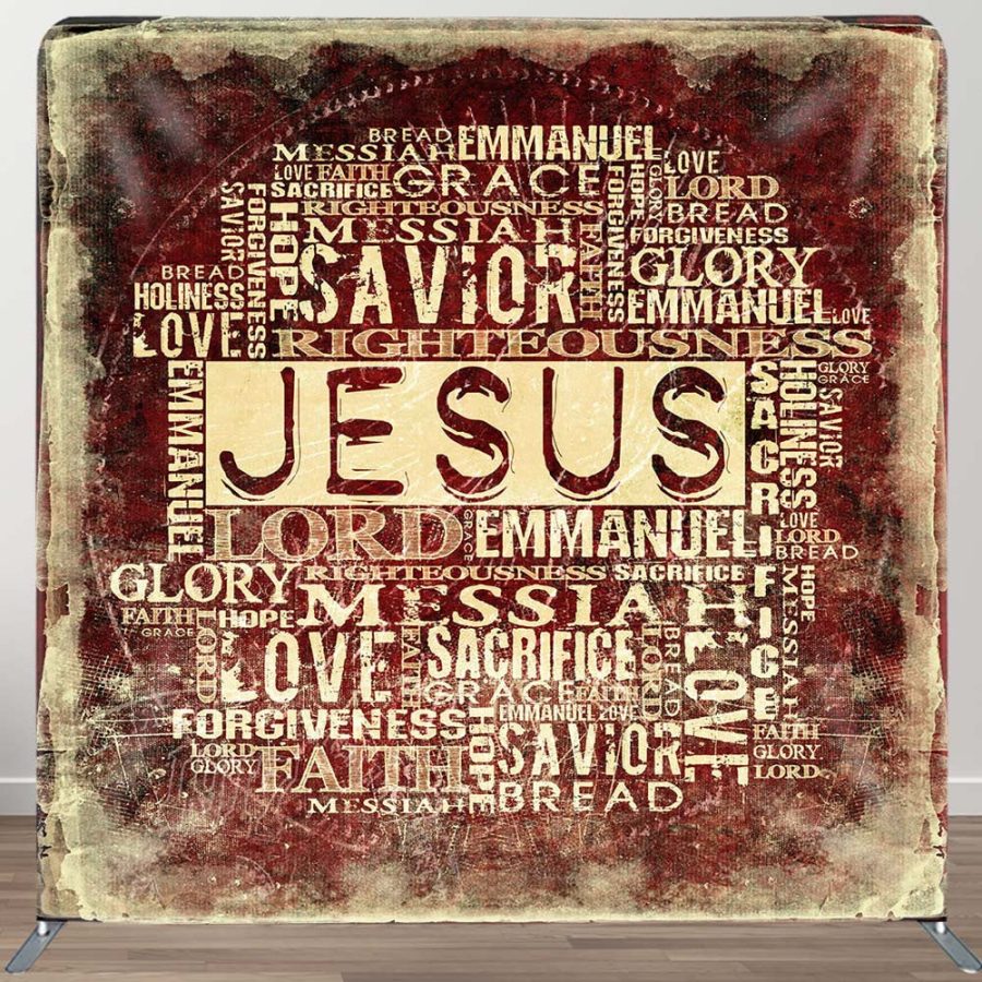 Jesus Christ Religious Word Tension Fabric Backdrop - Aperturee