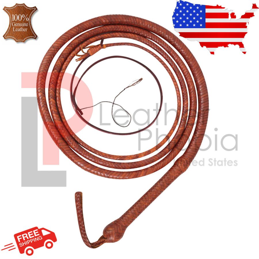 KANGAROO HIDE BULL WHIP 04 TO 16 FEET LONG 16 PLAITS INDIANA JONES BULLWHIP