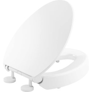 KOHLER 25875-0 Hyten Elevated Quiet-Close Elongated Toilet Seat, Contoured Seat