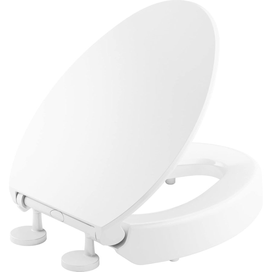 KOHLER 25875-0 Hyten Elevated Quiet-Close Elongated Toilet Seat, Contoured Seat