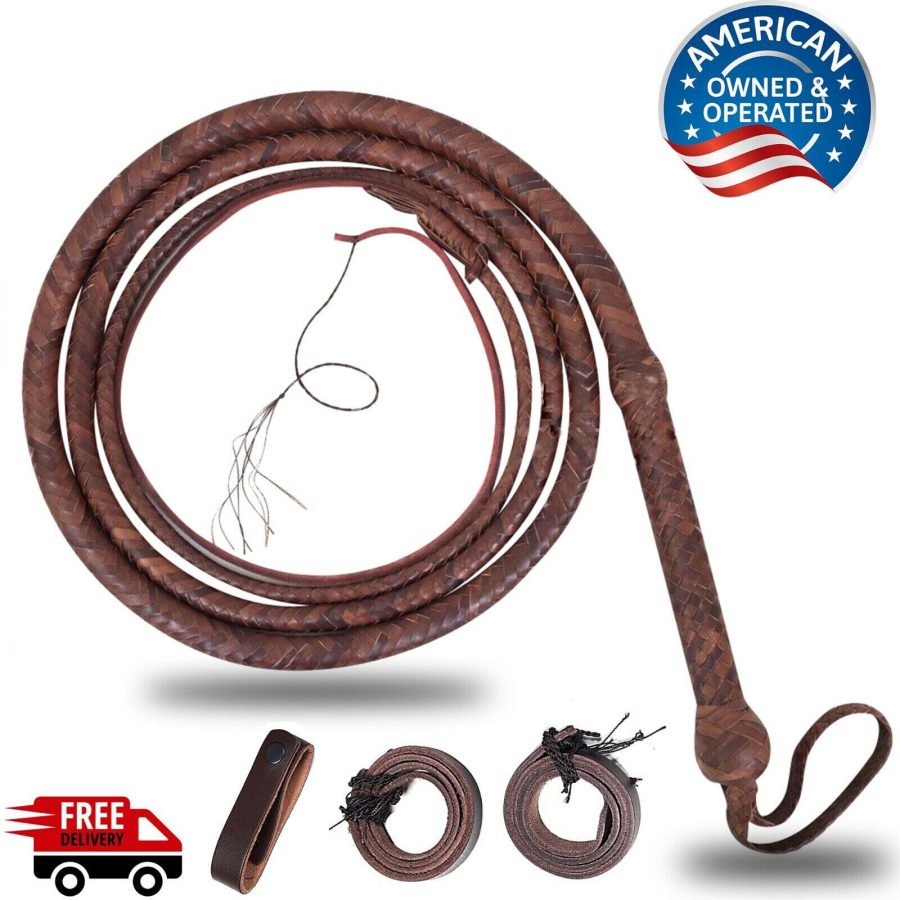 Kangaroo Hide Leather Bullwhip 04 to 16 Feet Long 16 Plaits Indiana Jones Whip