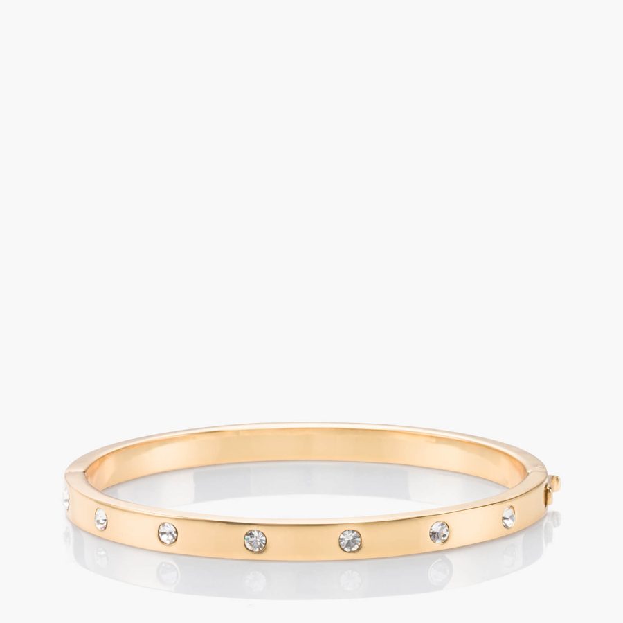 Kate Spade New York Women's Set In Stone Metal Stone Hinged Bangle - Clear/Gold