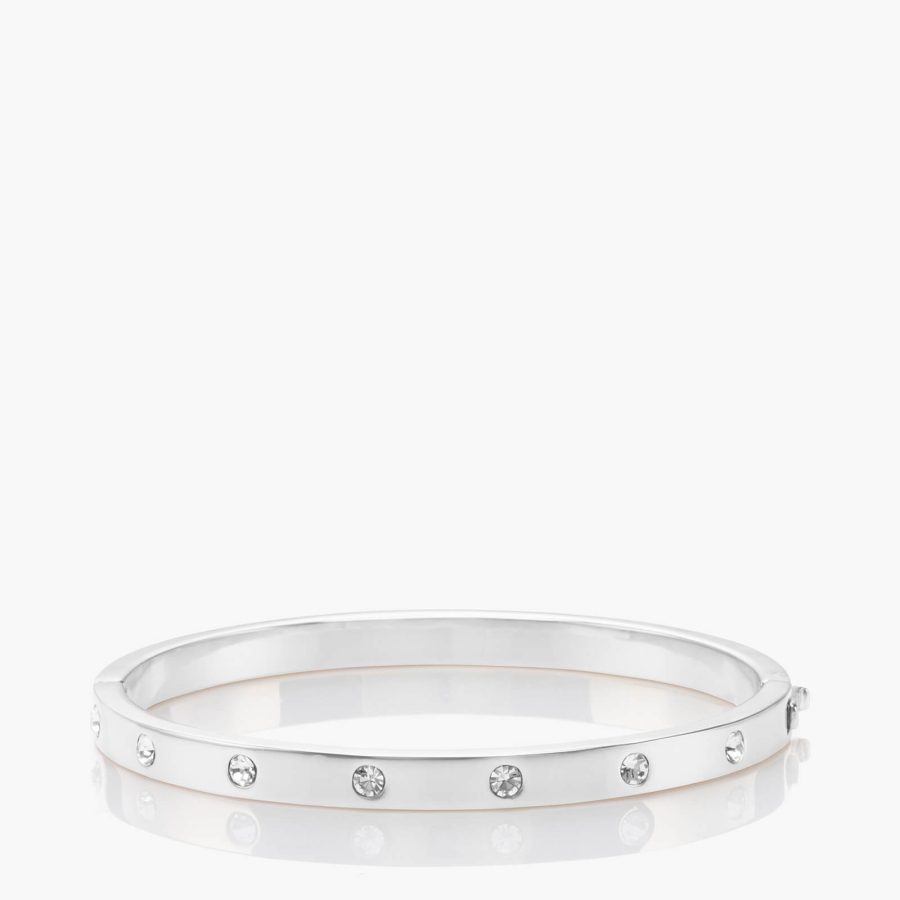 Kate Spade New York Women's Set In Stone Metal Stone Hinged Bangle - Clear/Silver