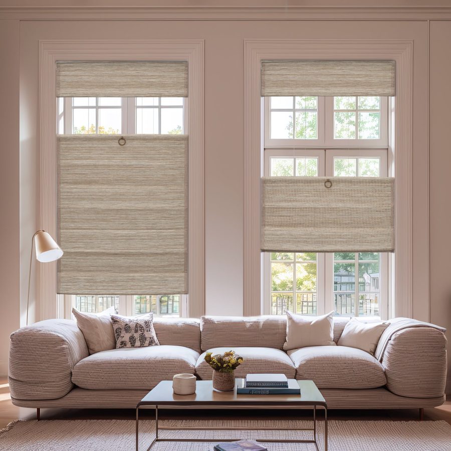 Keego Natural Fabric Roman Shades Cordless Top Down Bottom Up with Lining