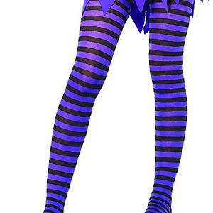 Kids Black and Purple Striped Tights