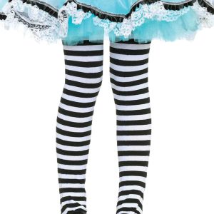 Kids Black and White Striped Tights