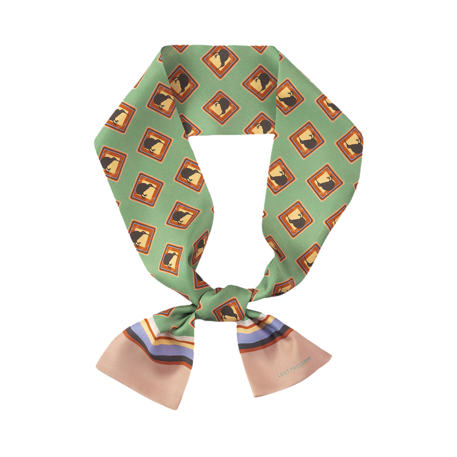 "Kiwi" Silk Twilly Neck Bow - Green