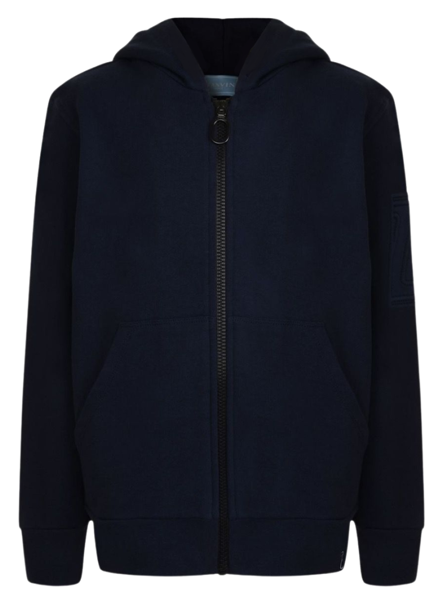 LANVIN ENFANT Logo Print Hoodie Navy