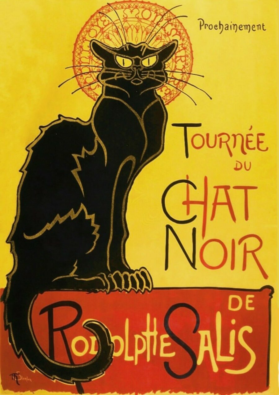 LE CHAT NOIR POSTER: Vintage Black Cat Nightclub Advert Reprint