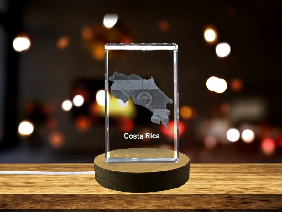 LED Base included | Costa Rica 3D Engraved Crystal 3D Engraved Crystal Keepsake