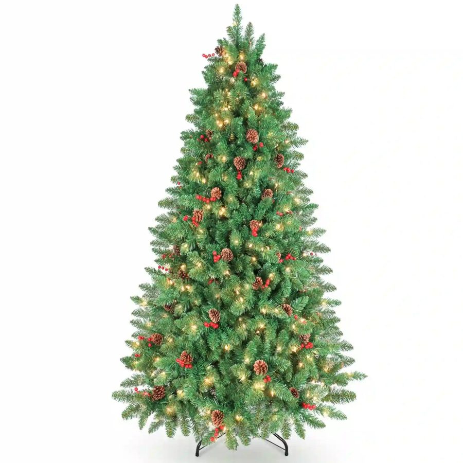 LIFEFAIR Prelit Christmas Tree with Clear Lights - 7.5FT