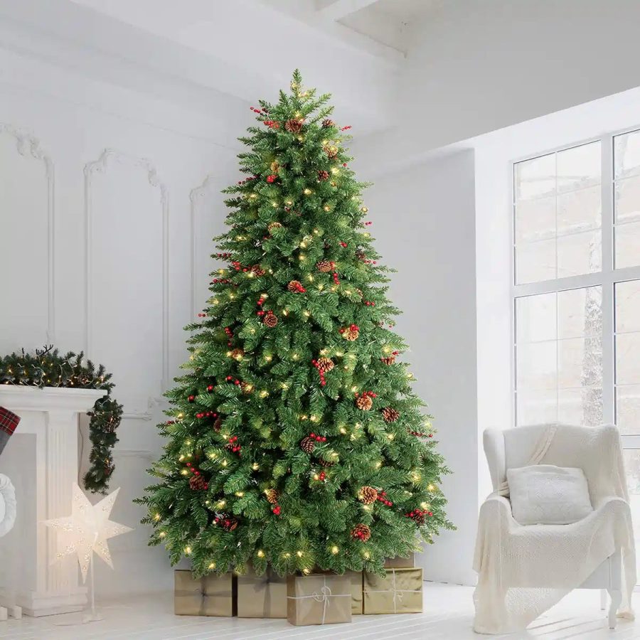 LIFEFAIR Prelit Christmas Tree with Clear Lights - 9FT