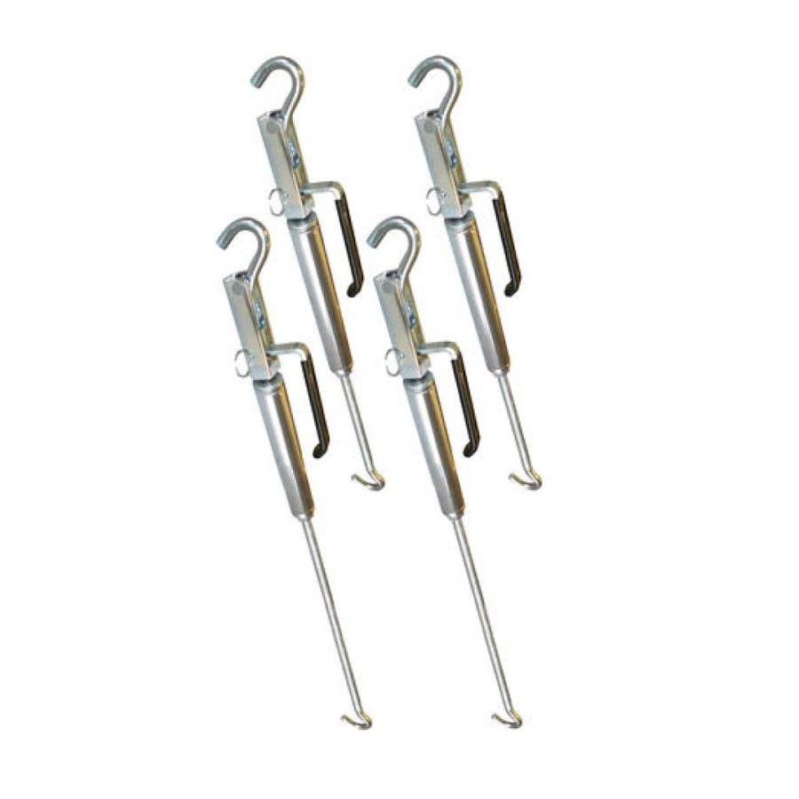 LIPPERT 182895 4PK QWIK-LOAD SET-FM-QLTB, Qwik-Load; Use With Happijac Camper Tie Down Systems; Spring Loaded Hook and Hook Style; 59-1/4 Inch Reach; With Quick Disconnect Handle; With Locking Pins; Stainless Steel; Set of 2 FM-QLTBS and 2 FM-QLTBR