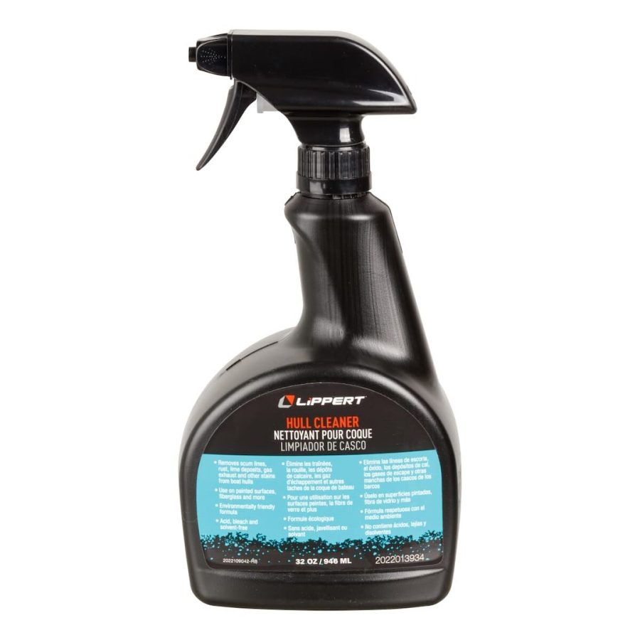 LIPPERT 2022013934 LIPPERT HULL CLEANER SPRAY, Use To Remove Scum Lines/ Rust/ Lime Deposits/ Gas Exhaust/ Other Stains; For Use On Painted Surfaces/ Fiberglass; Without Acid/ Bleach/ Solvents; 32 Ounce Spray Bottle; Single