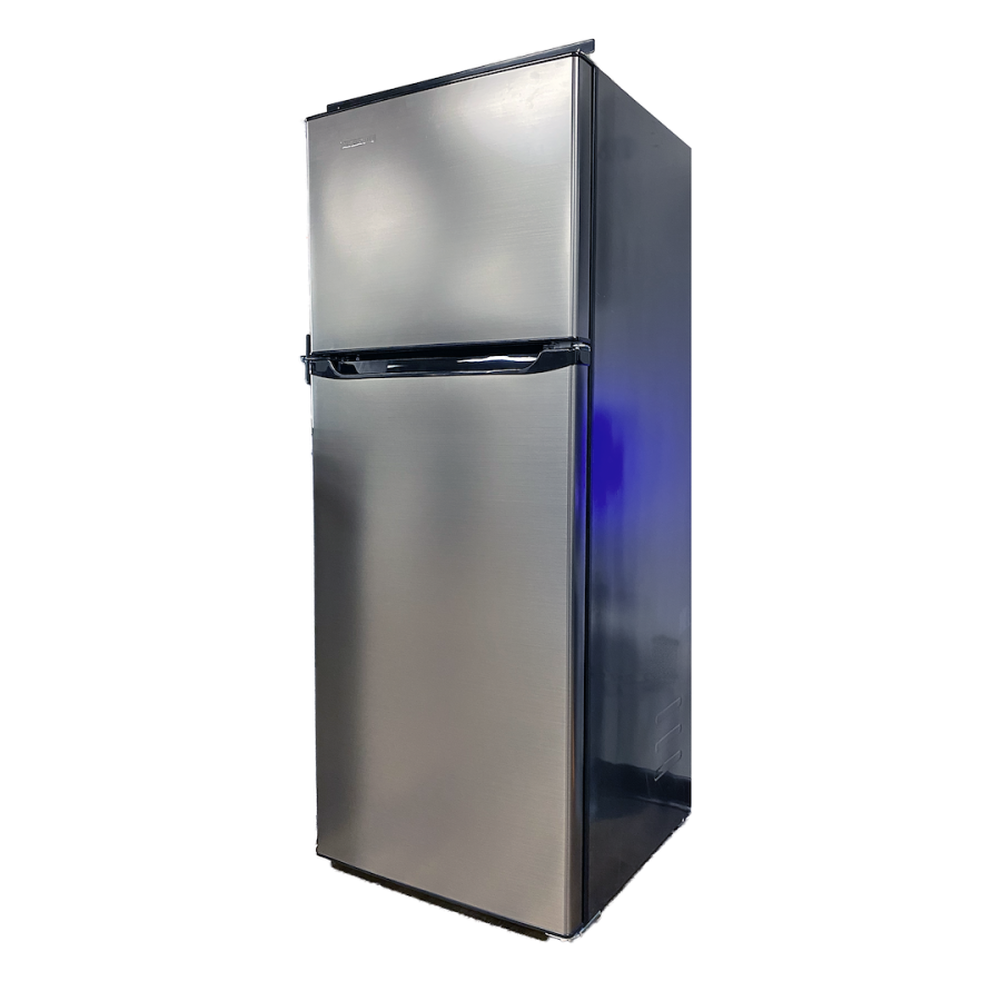 LIPPERT 2022302162 CANNON 12V 10.7 CUFT BLACK REFER LH, Model WD-282FWDC-BS-6/LHH; Dual Compartment Refrigerator; Permanent Bolt-In; 10.7 Cubic Foot; 59.55 Inch Height x 23-5/8 Inch Width x 25.72 Inch Depth; 12 Volt; Black Stainless Steel