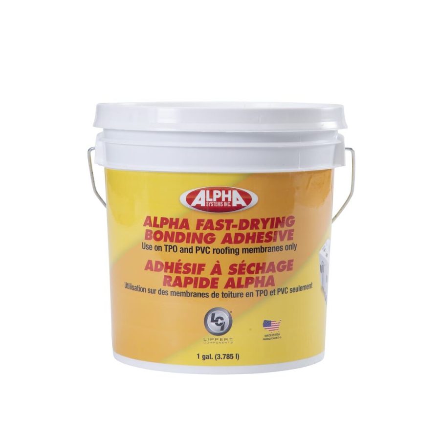 LIPPERT 862400 8019 ADHESIVE (1 GALLON), Used To Bond AlphaFlex/ TPO/ PVC Membranes/ Wood/ Plywood/ Fiberboard/ Polyisocyanurate/ Gypsum/ Concrete Decking; Water Based; 1 Gallon Bucket; Single