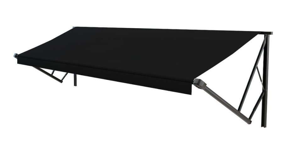 LIPPERT V000256341 11BLACKSOLIDBKWG RA, Patio Awning; Power or Hybrid Hardware Kit Must Be Purchased Separately; 11 Foot Length x 8 Foot Extension; Solid Black; Anti-Scuff/ Anti-Mildew Fabric; Black Weather Guard; Black Casting