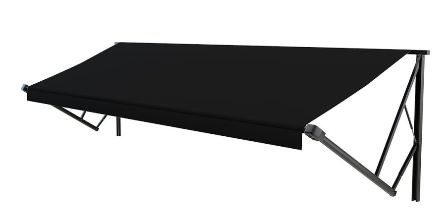 LIPPERT V000415049 AWNROLL-BKSHIELD-16FT BLKSOLID, Patio Awning; Power or Hybrid Hardware Kit Must Be Purchased Separately; 16 Foot Length x 8 Foot Extension; Solid Black; Anti-Scuff/ Anti-Mildew Fabric; Black Weather Guard; Black Casting