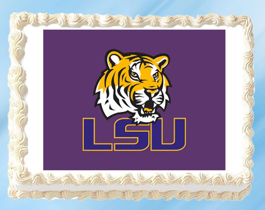 LSU Tigers Edible Image Topper Cupcake Cake Frosting 1/4 Sheet 8.5 x 11"