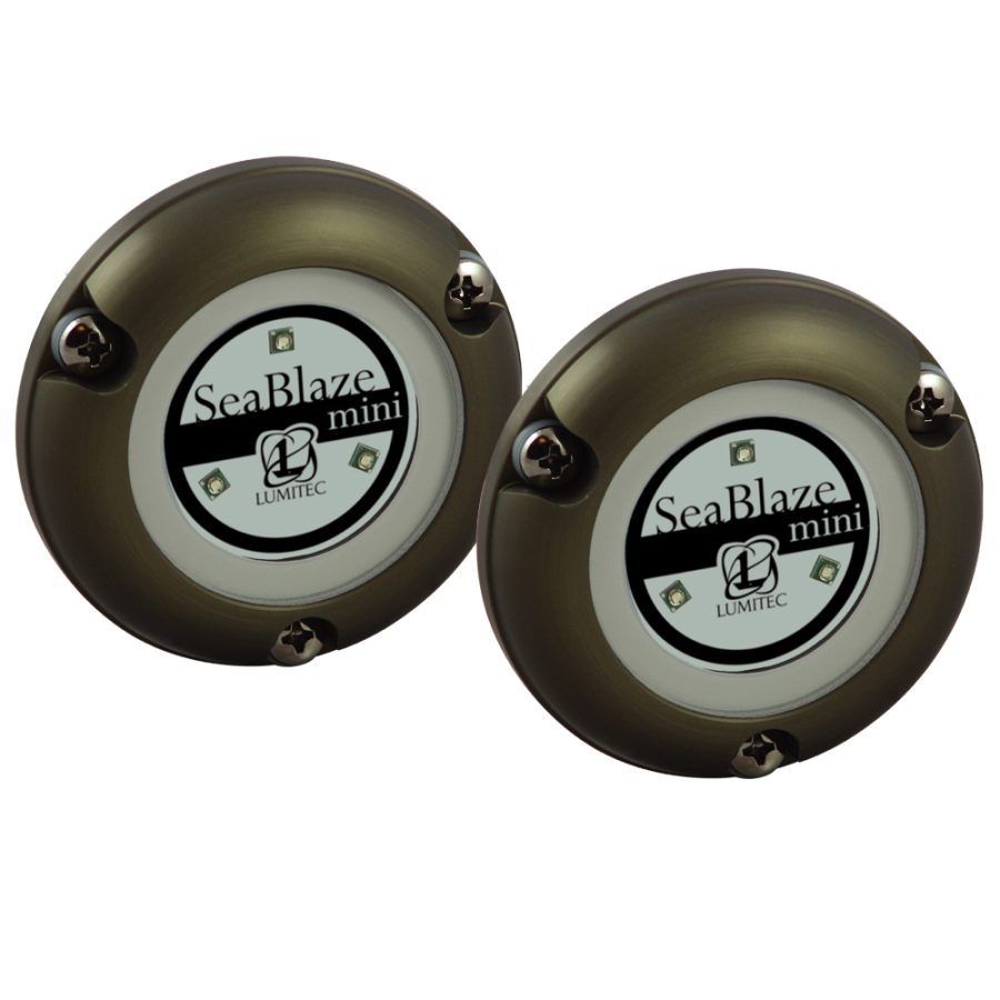 LUMITEC 101245 SEABLAZE MINI UNDERWATER LIGHT - PAIR - BRUSHED FINISH - WHITE NON DIMMING