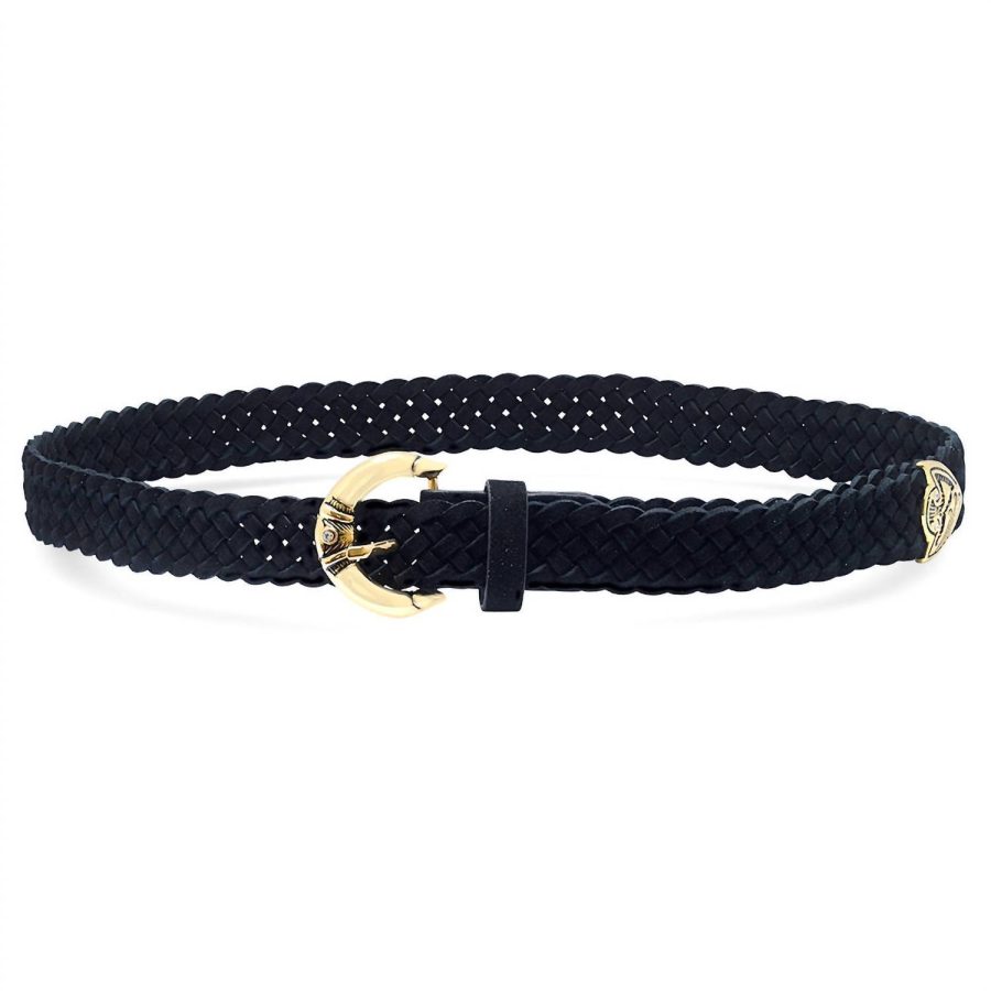 Laurel And Gold women's topanga belt in Black Suede/Gold - size One Size