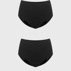 LeakLock High-Rise Period Brief Underwear - S / Black+Black