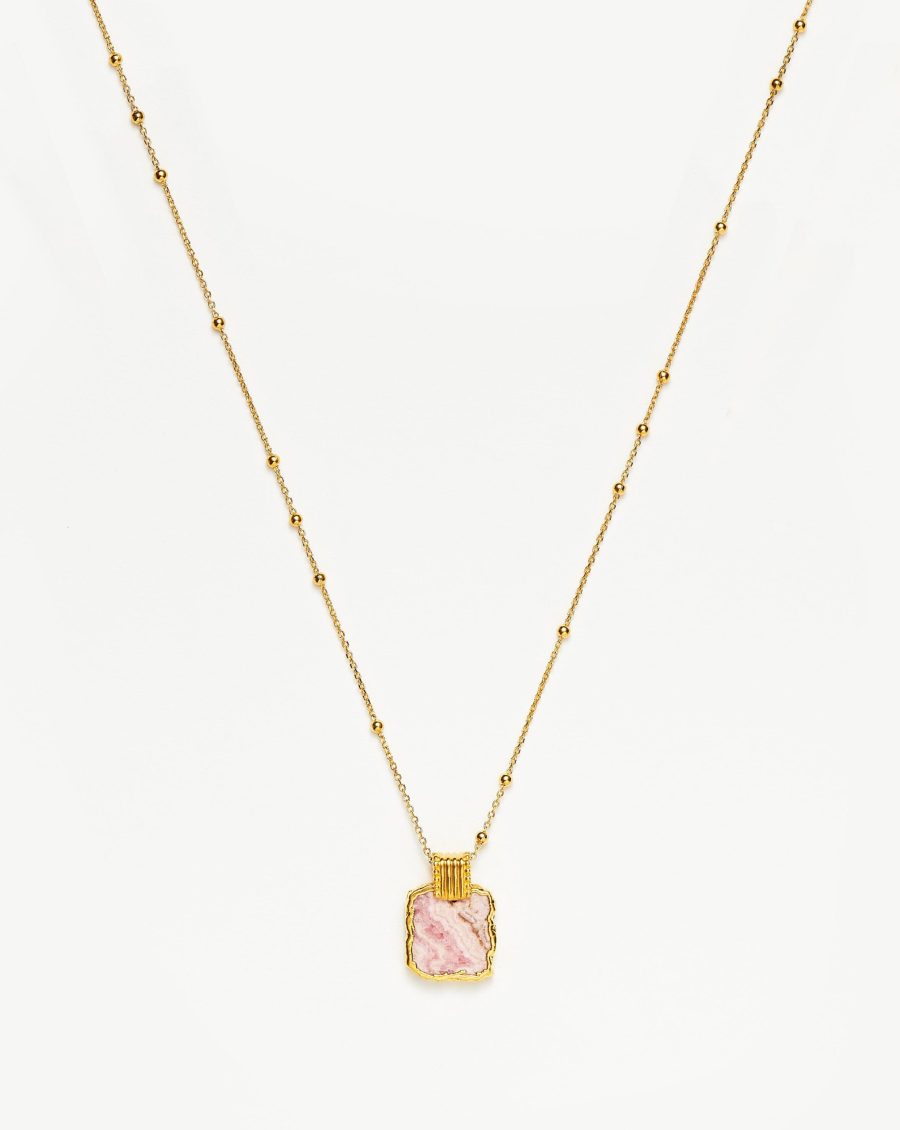 Lena Charm Necklace | 18k Gold Plated/Rhodochrosite