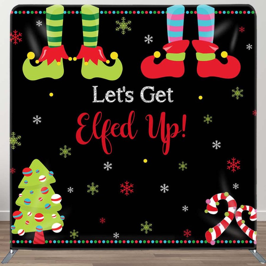 Lets Get Elfed Clown Candy Cane Pillow Case Backdrop - Aperturee