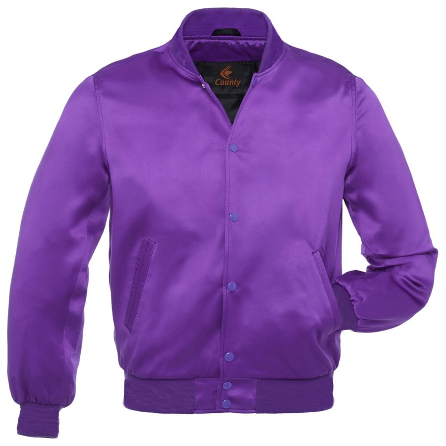 Letterman Jacket Baseball Jacket Varsity Jacket Sports Wear Purple Satin Jacket