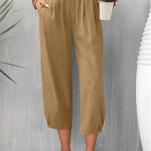 Light Coffee High Waisted Pocket Pants