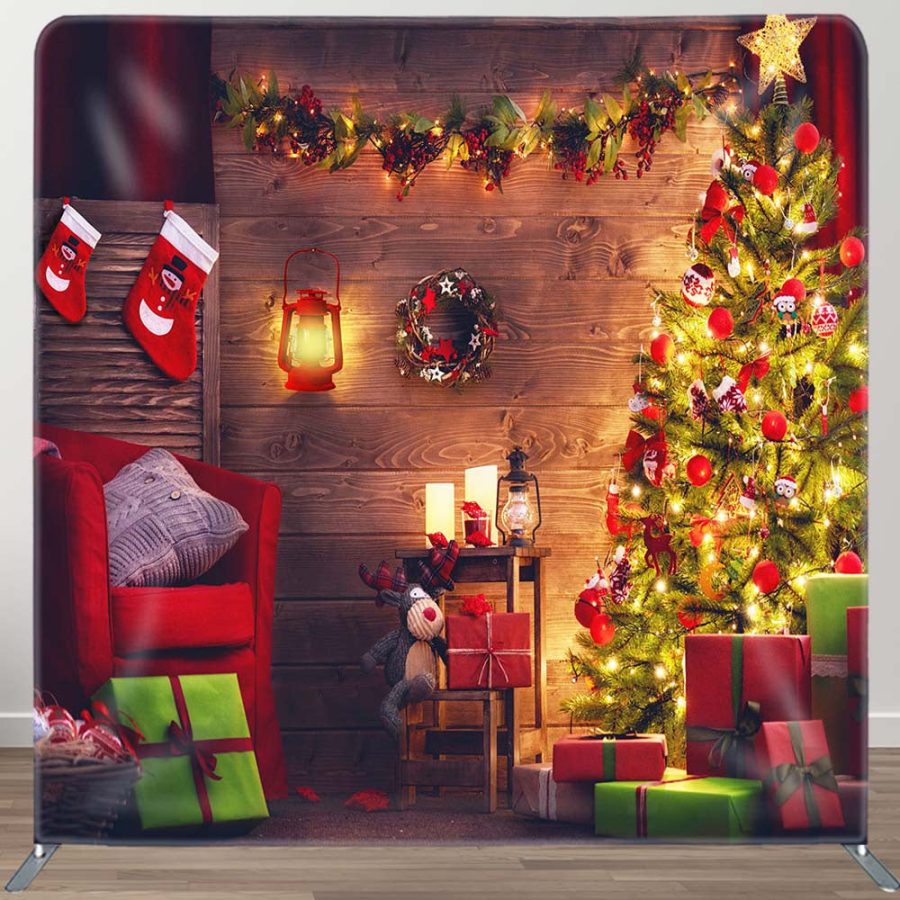 Lighting Cabin Merry Christmas Pillow Cover Backdrop - Aperturee