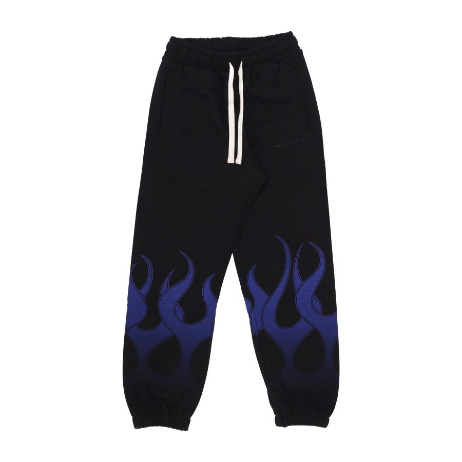 Lightweight Men's Tracksuit Pants Flames Pants Black/blue