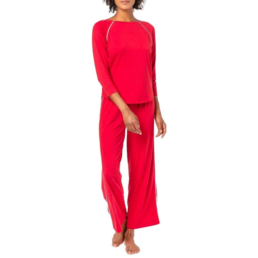 Lilla P 3/4 sleeve sleepwear set in GARNET - size XS