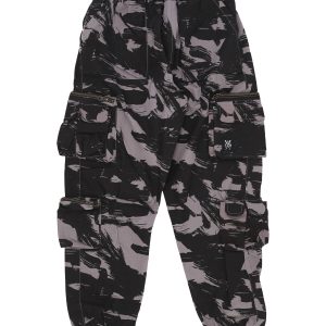 Long Men's Cargo Joggers Pants Black/camo