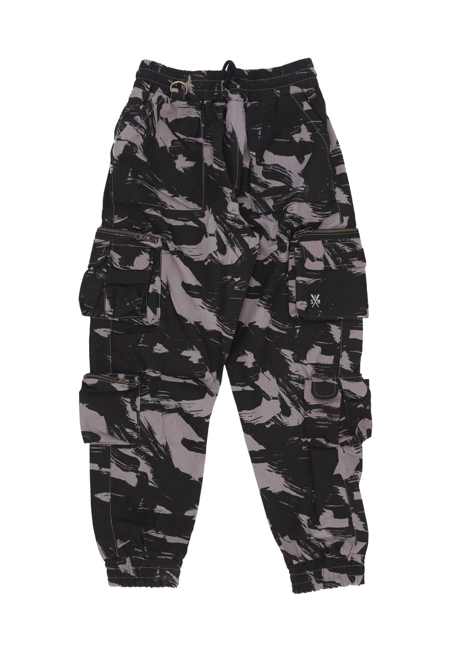 Long Men's Cargo Joggers Pants Black/camo