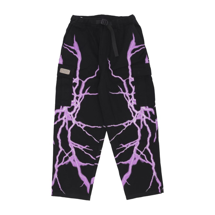 Long Men's Lateral Lightning Cargo Pants Black/purple