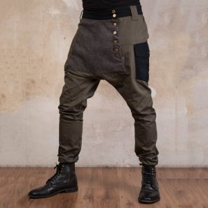 Loose Cargo Drop Crotch Casual Harem Pants