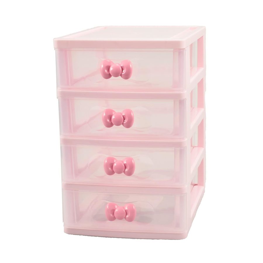 Lovely Pink Receiving Storage Cabinets Box With Multi-Layers And Pink Bowknot Ha