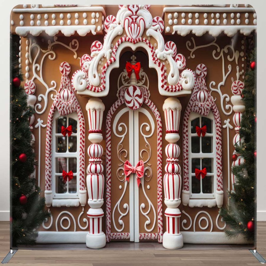 Luxury Gingerbread Candy House Xmas Tension Backdrop - Aperturee