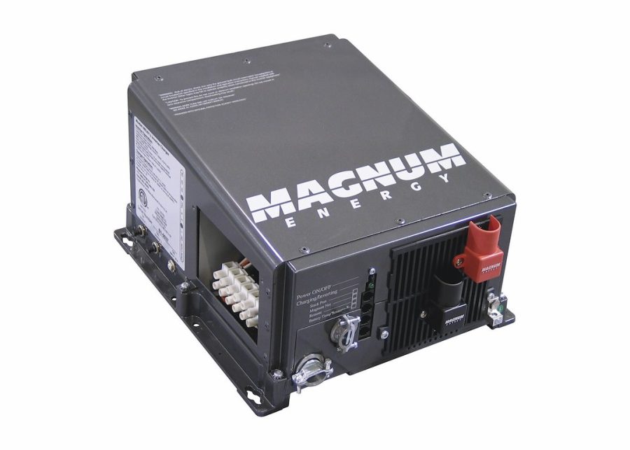 MAGNUM ME2012-U 2000 WATT 12V INVERTER/100 AMP PFC, Inverts 9 To 16 Volt DC To 120 Volt AC; 2000 Continuous Watts; 100 Amps Continuous Output; 95 Percent Efficiency; With 1 AC Output; Without Volt/ Watt Meter; Remote On/Off Capable