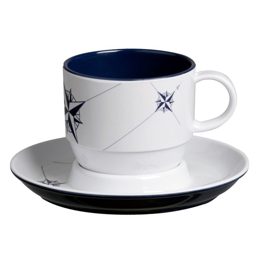 MARINE BUSINESS 15005C MELAMINE TEA CUP & PLATE BREAKFAST SET - NORTHWIND - SET OF 6