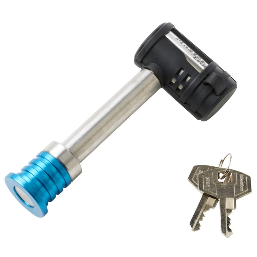 MASTER LOCK 1480KA LOCK/KEYS KEYED ALIKE, Barbell Type With Key Lock; 5/8 Inch Diameter; 2-3/4 Inch Length; Use With Class III/ IV Hitch; Single; 4 Pin Tumbler Mechanism Resists Picking; 10000 Pound Load Rating; Push To Lock Mechanism; With Keyed Lock