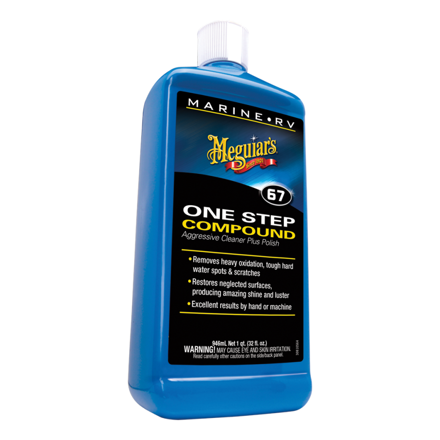 MEGUIARS M6732 Marine/RV One Step Compound - Marine and RV Restorer That Removes Heavy Oxidation and Scratches While Restoring Gloss - 32 Oz